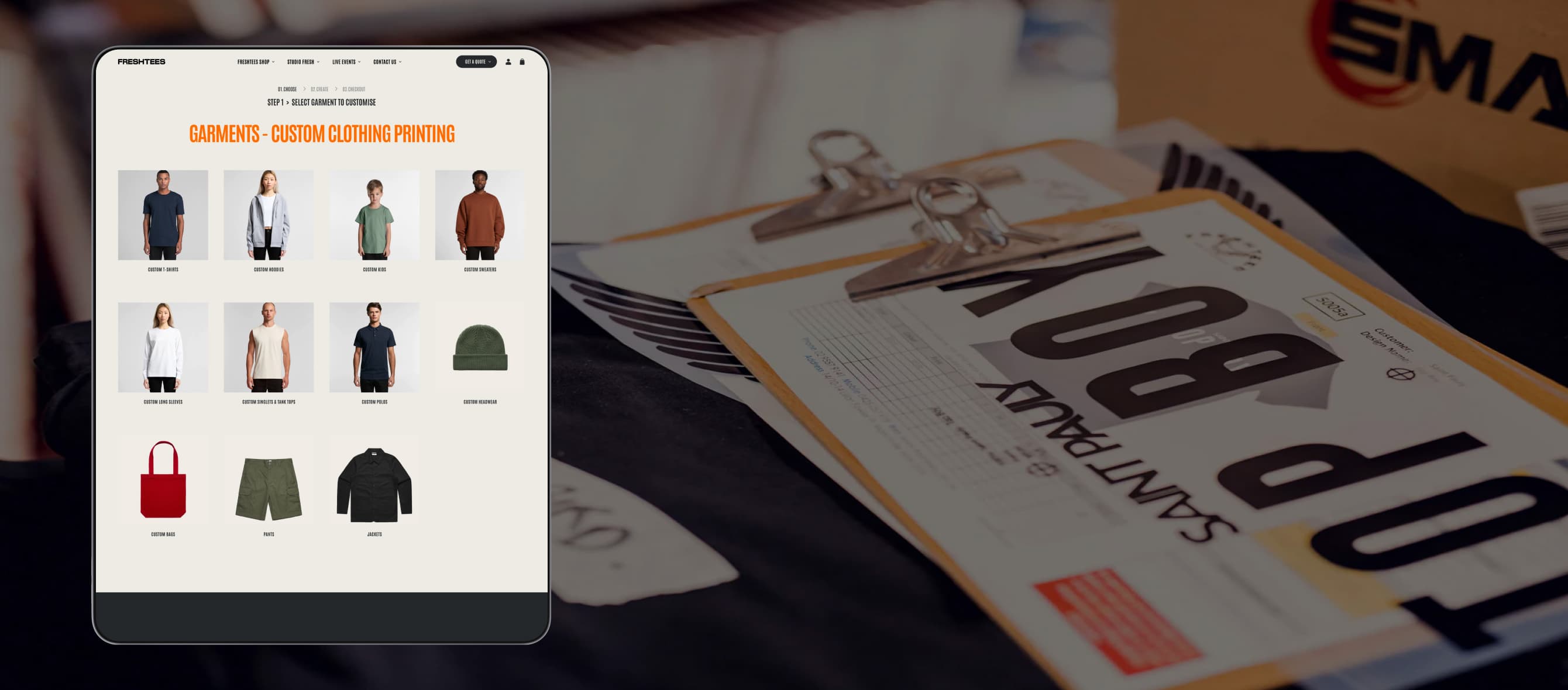 Fresh Tees Custome Shopify store collection page desktop view
