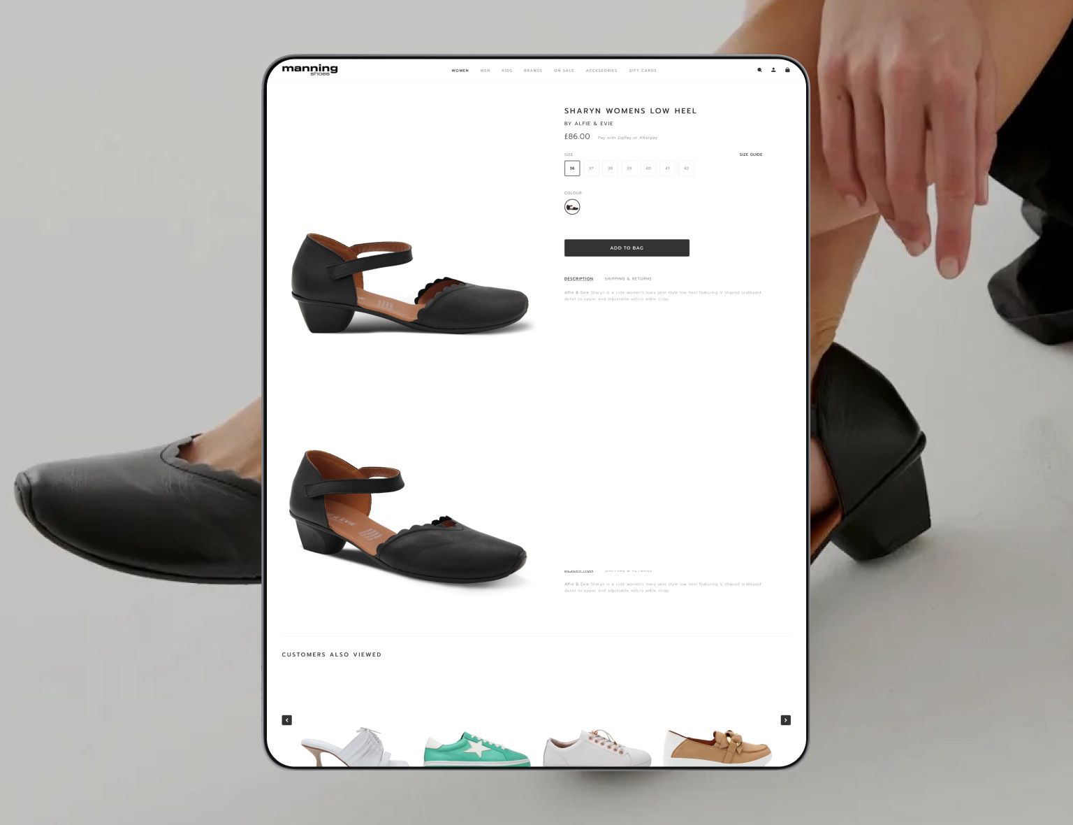 Manning Shoes eCommerce store product description page 