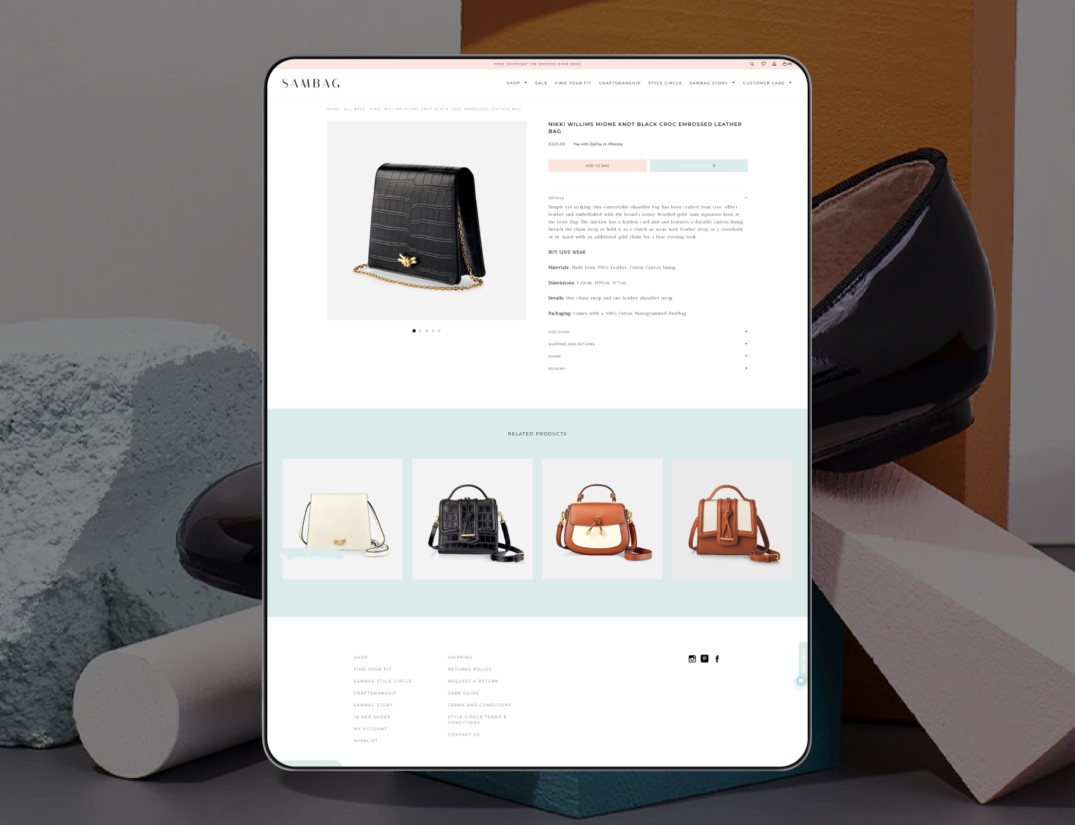 desktop view of sambag store