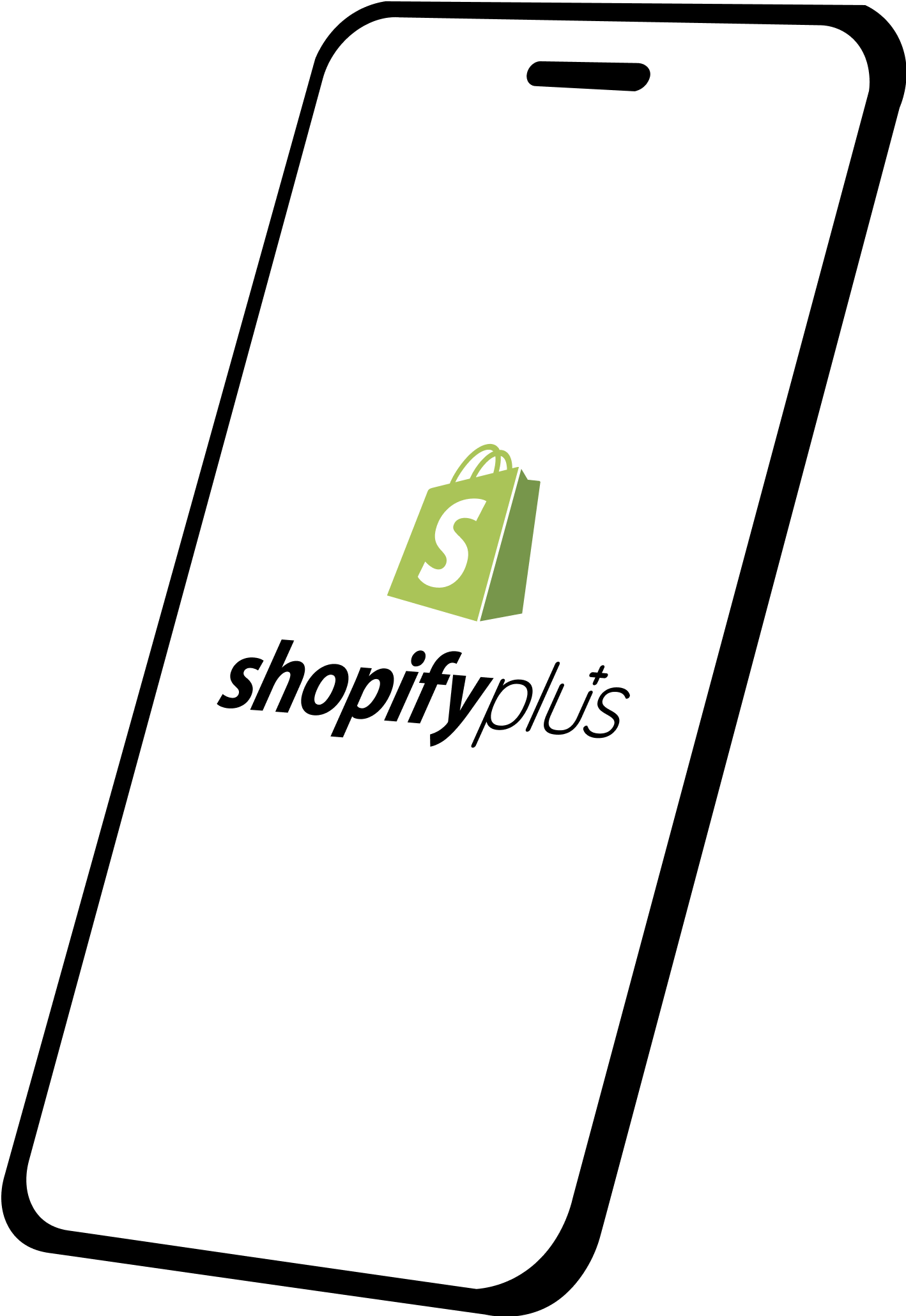 shopify plus logo on phone
