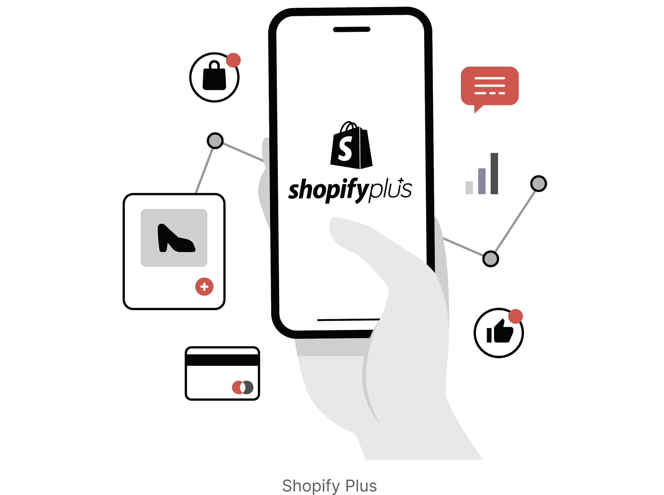 shopify plus store with different products connecting picture